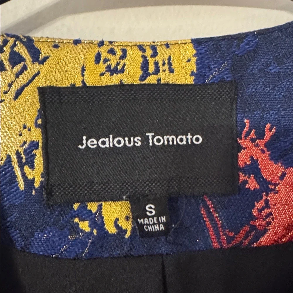 Jealous Tomato Women's‎ Abstract Metallic Brocade Open Front Blazer Multi Size S